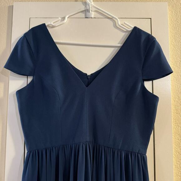 Dress the Population Corey V-Neck Cap Sleeve Lace Hem Dress Blue Size Large - Picture 5 of 11